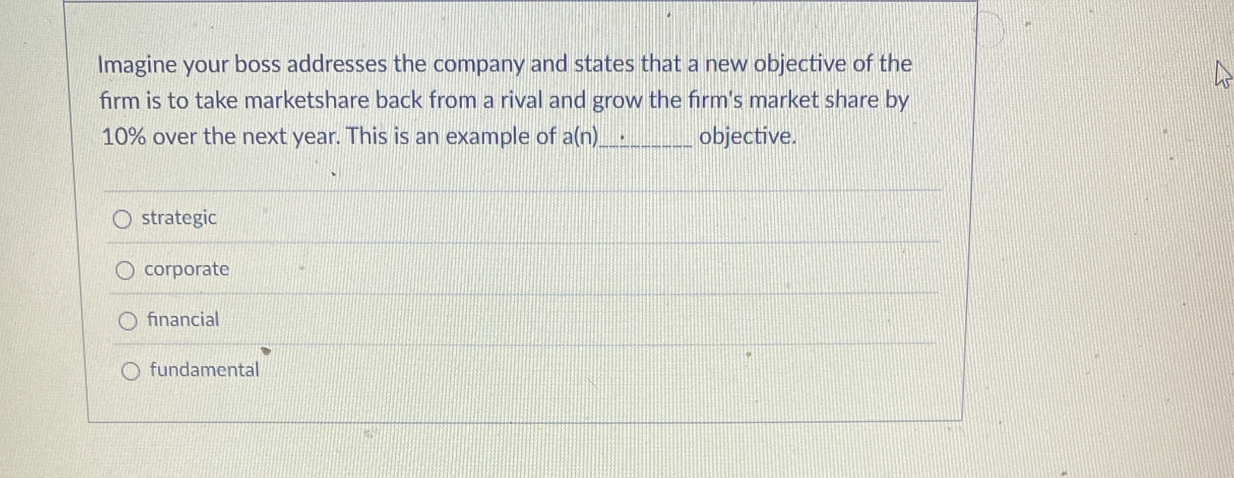 Imagine your boss addresses the company and