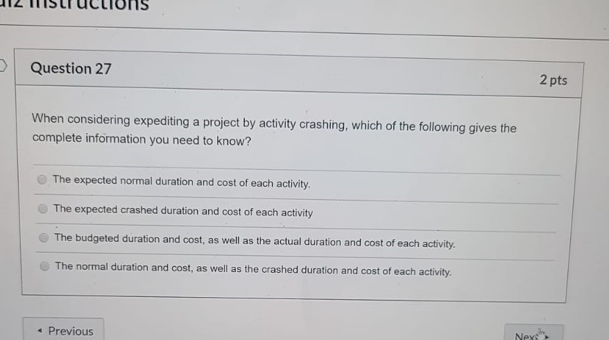 12 listructions Question 27 2 pts When