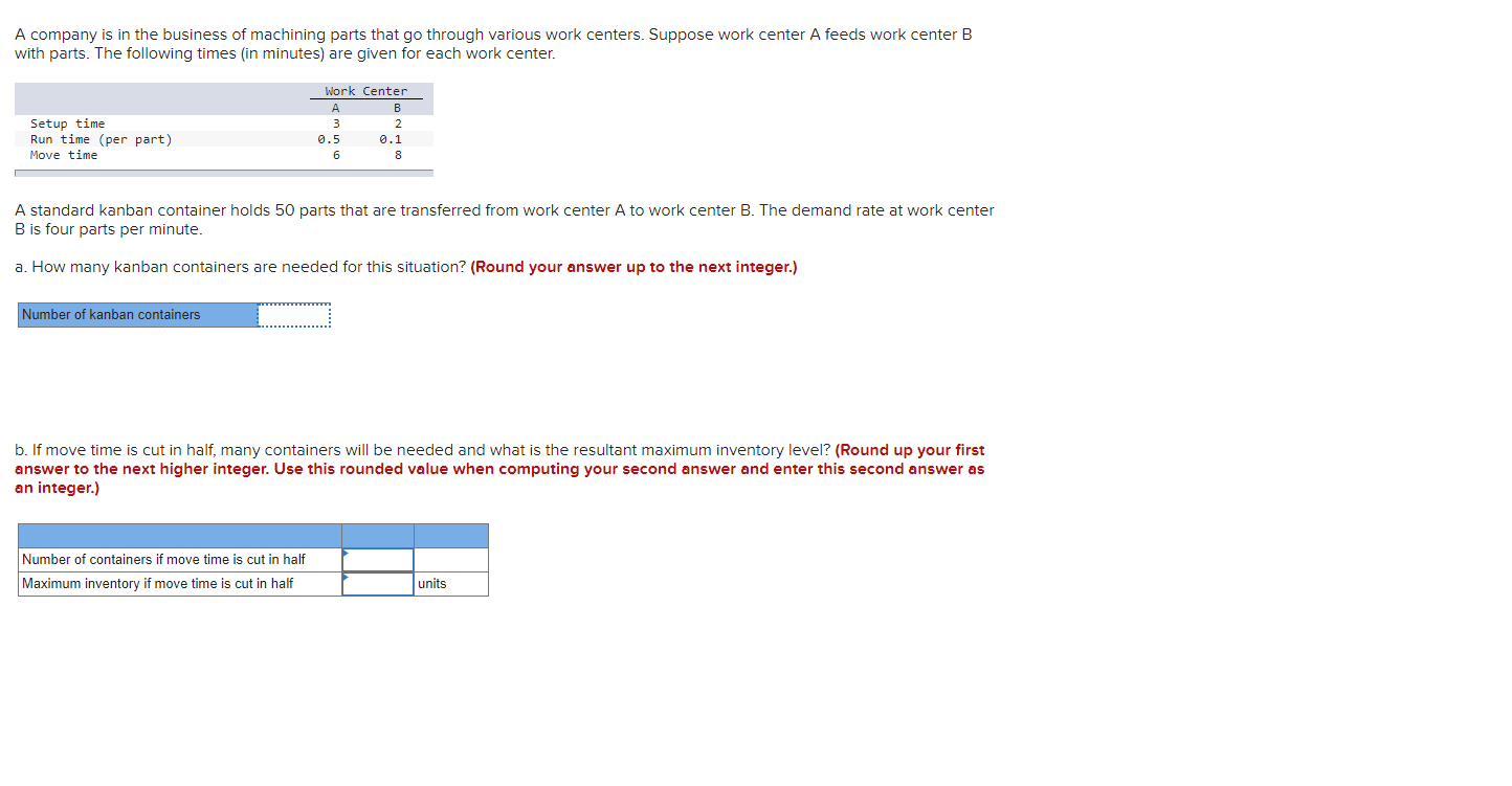 A company is in the business of machining parts