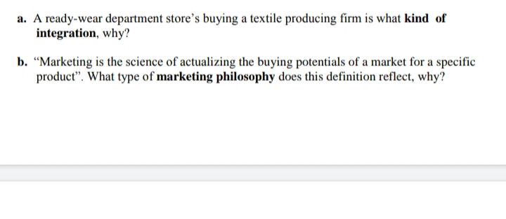 a. A ready-wear department stores buying a