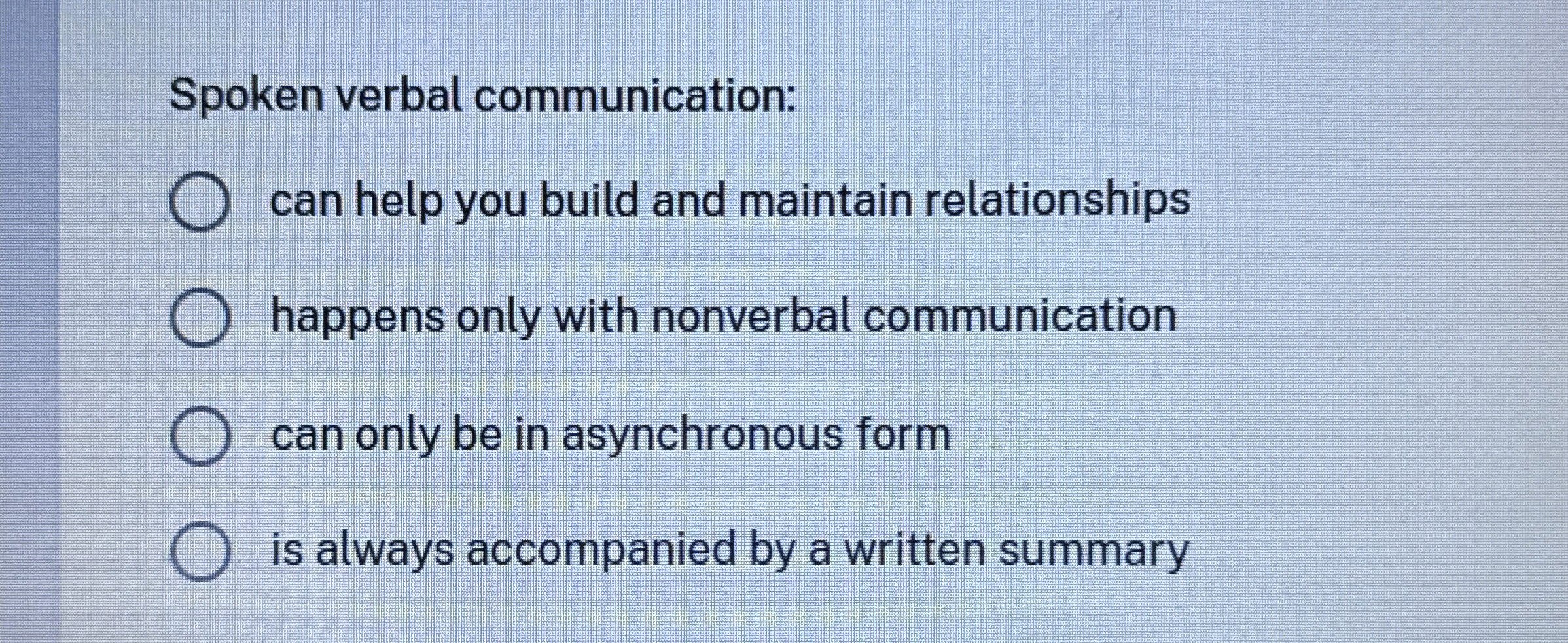 Spoken verbal communication: can help you build