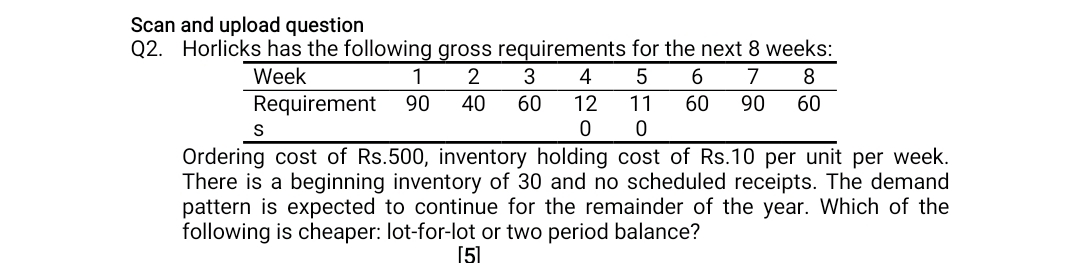 Scan and upload question Q 2 . Horlicks has the