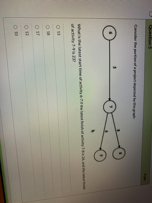 Question 5 4 pts Consider the portion of a