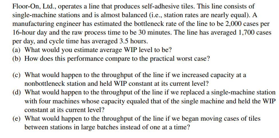 Floor-On, Ltd., operates a line that produces