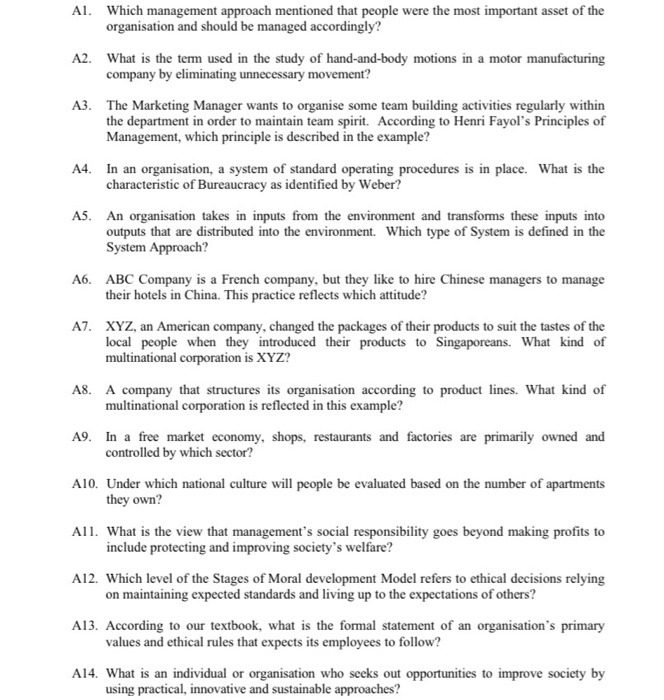 Al. Which management approach mentioned that