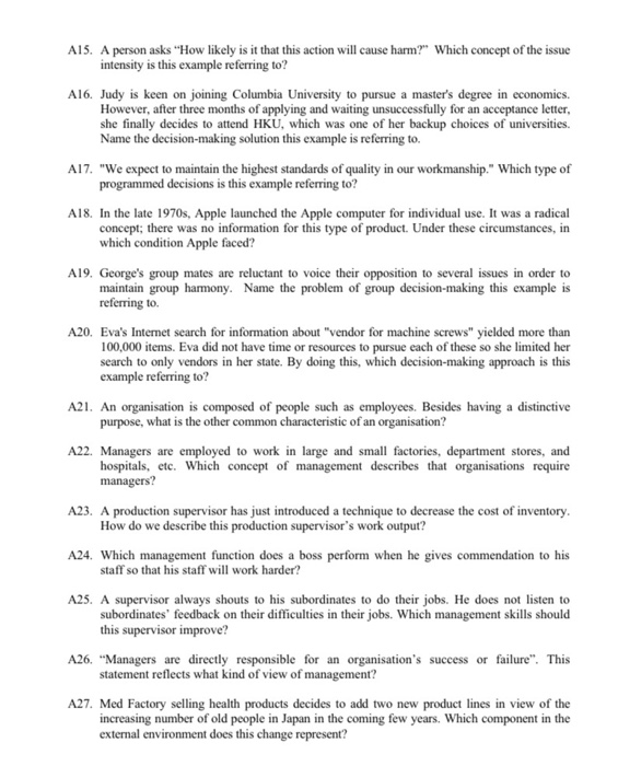 Al. Which management approach mentioned that