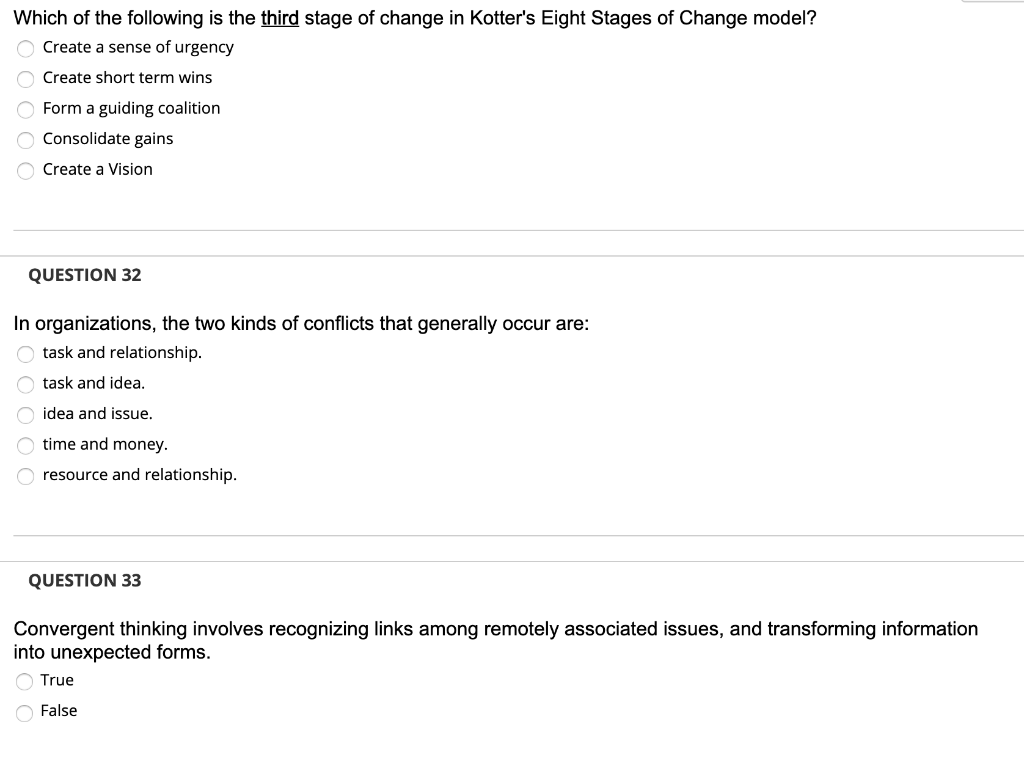 Which of the following is the third stage of