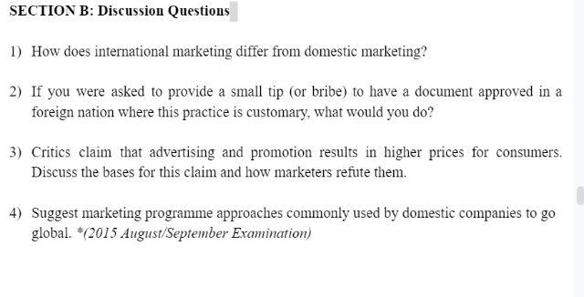 SECTION B: Discussion Questions 1) How does