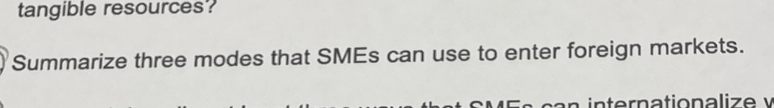 tangible resources? Summarize three modes that