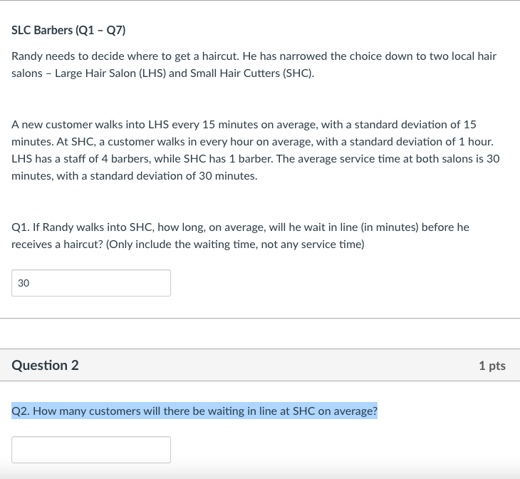 *** Answer number 3 *** SLC Barbers (Q1 - Q7)