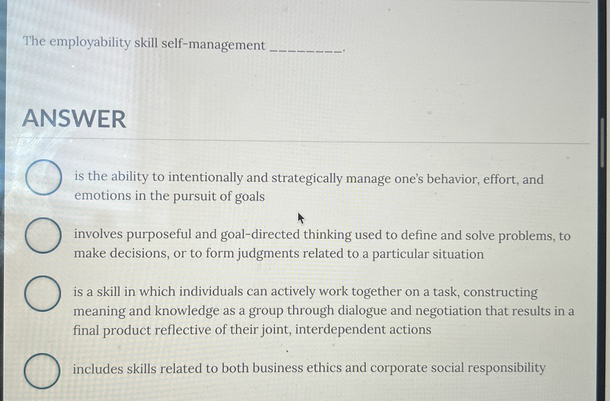 The employability skill self - management q ,