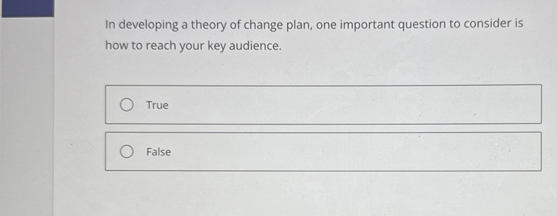In developing a theory of change plan, one