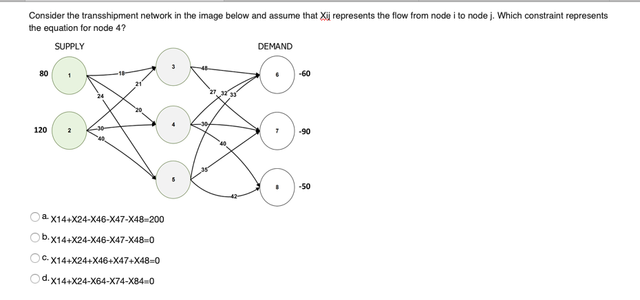 QUESTION 1 Consider the transportation network in