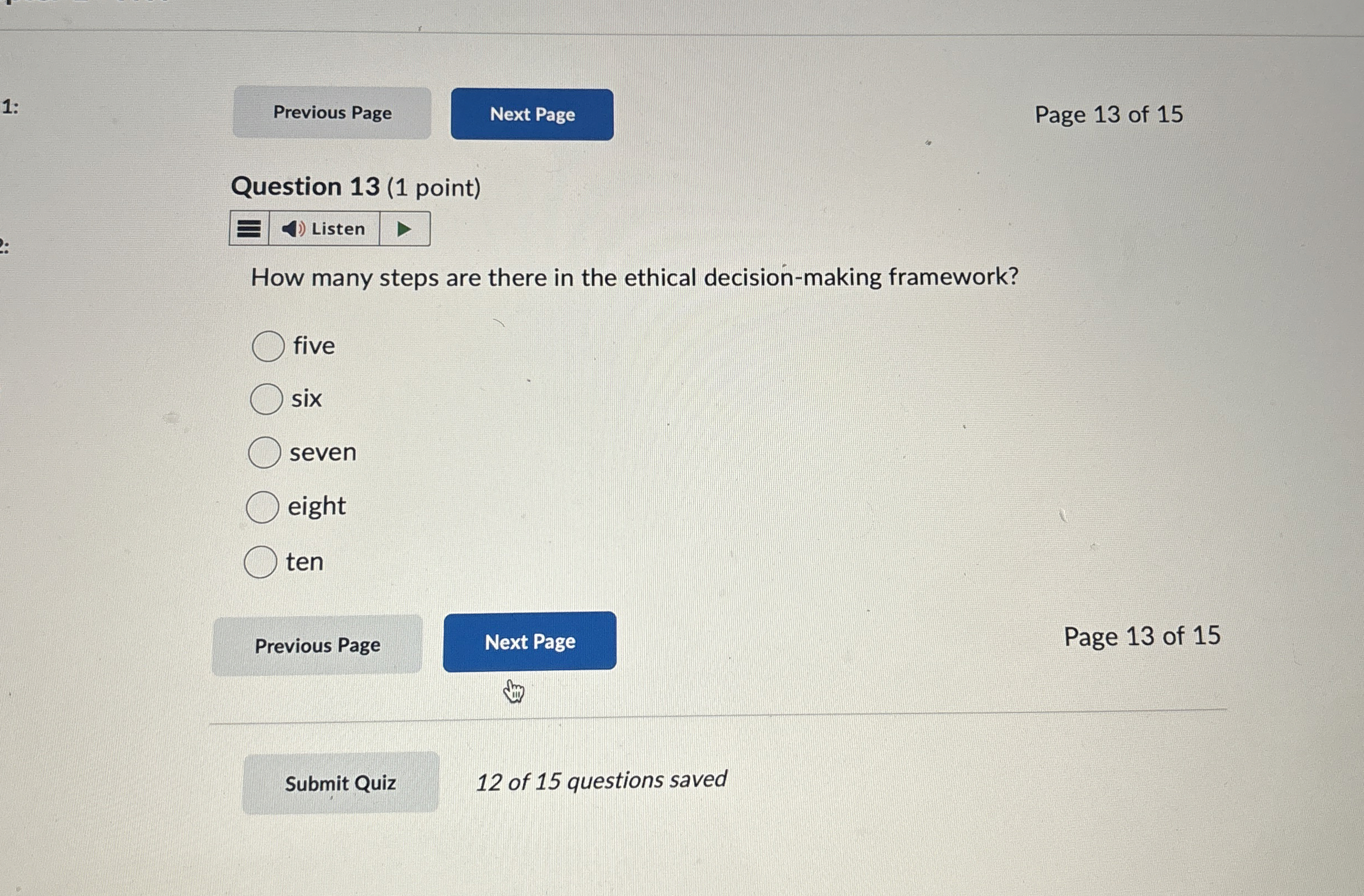 1 : Page 1 3 of 1 5 Question 1 3 ( 1 point )