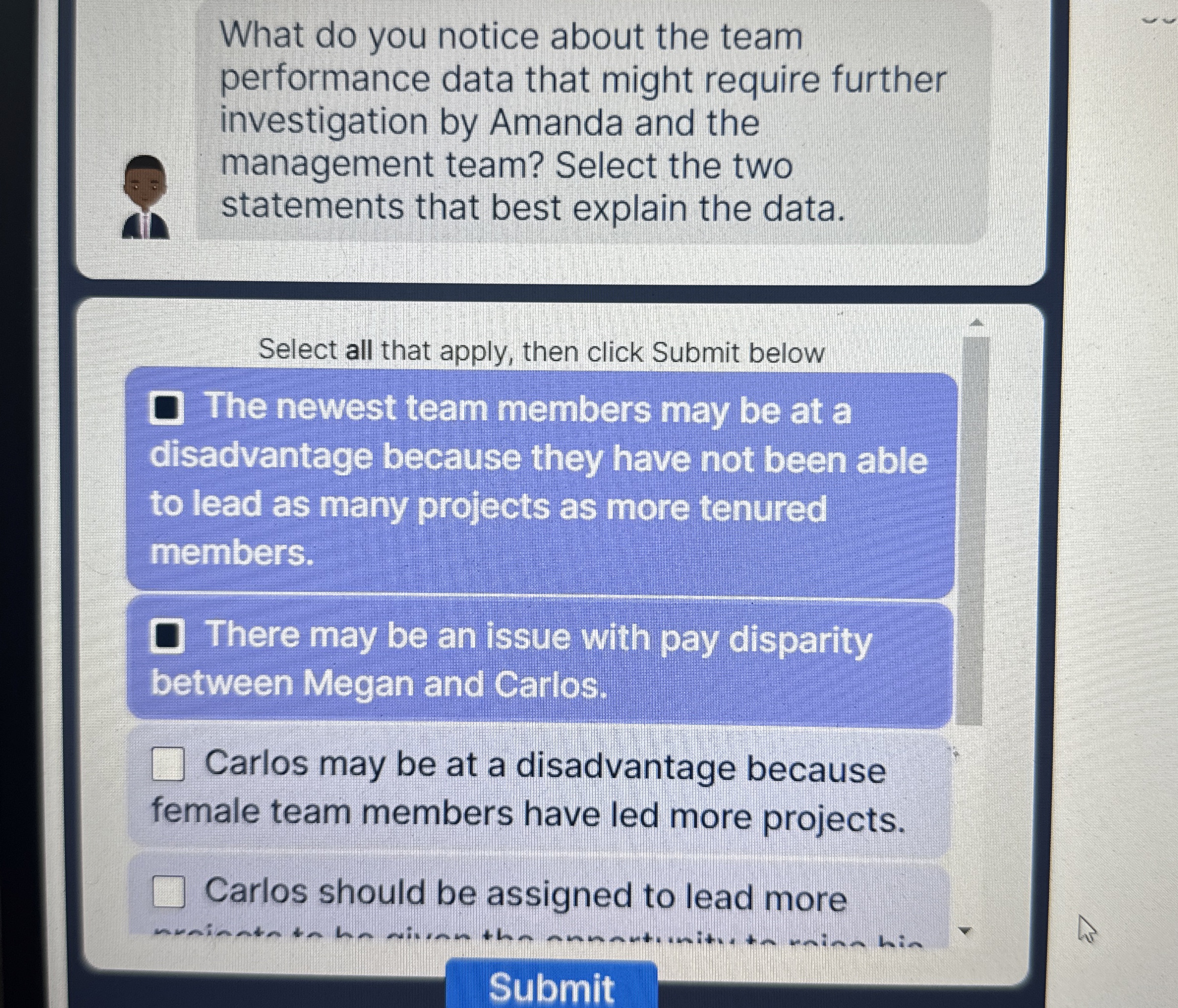 What do you notice about the team performance