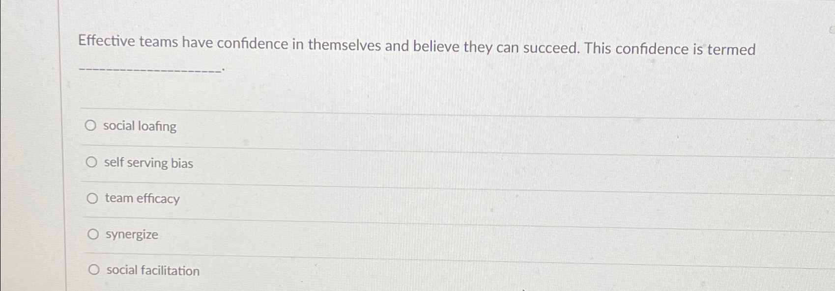 Effective teams have confidence in themselves and