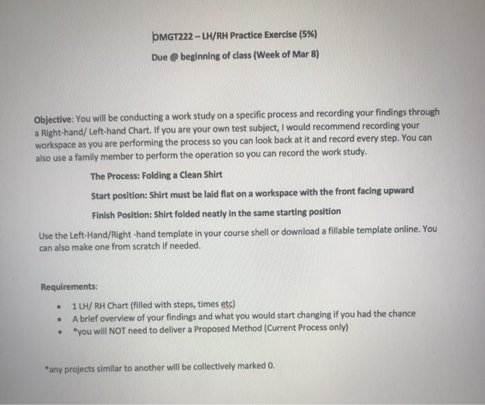 DMGT222 - LH/RH Practice Exercise (5%) Due @