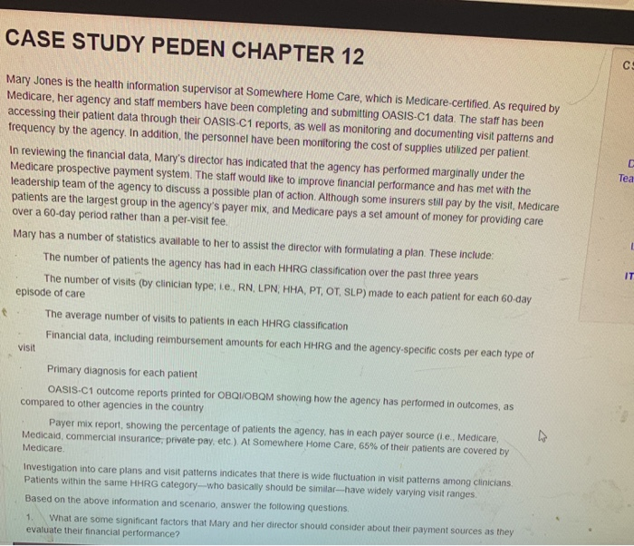 CASE STUDY PEDEN CHAPTER 12 Mary Jones is the