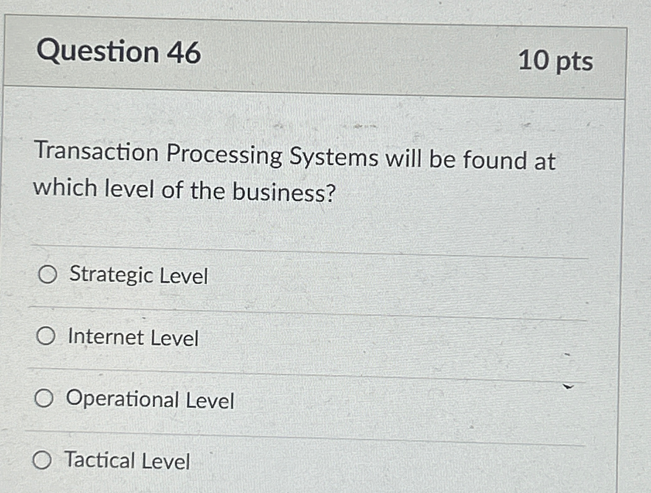 Question 4 6 1 0 pts Transaction Processing