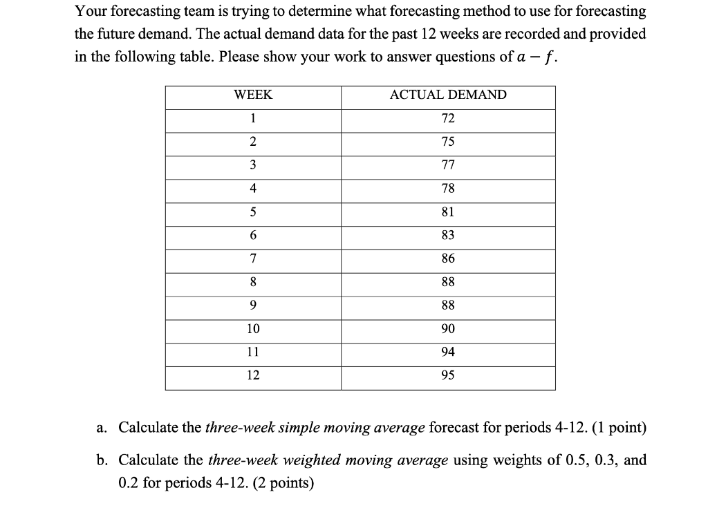 Your forecasting team is trying to determine what