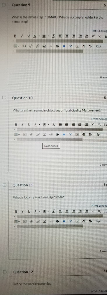 Q: 9 - 12 Question 9 What is the define step in