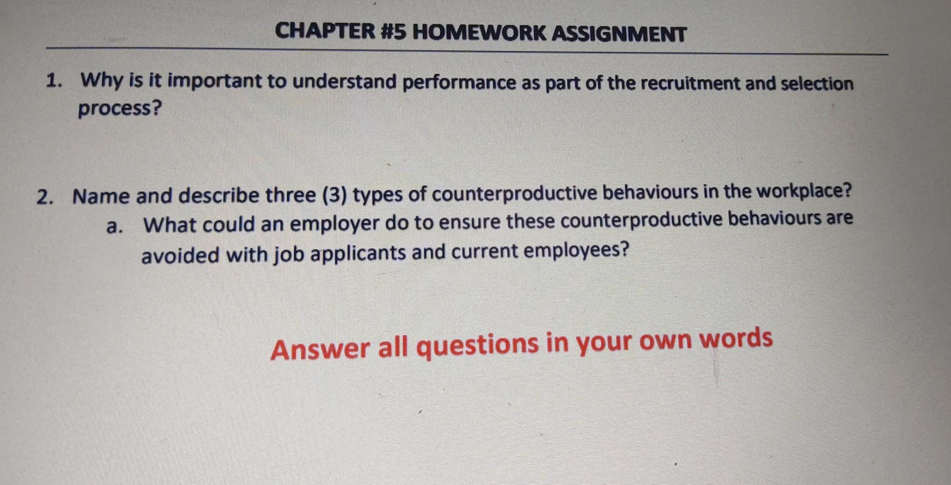 CHAPTER #5 HOMEWORK ASSIGNMENT 1. Why is it