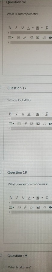 Q: 16 - 19 Question 16 What is anthropometry BI