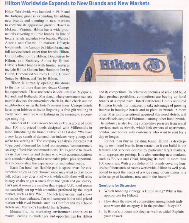 1) Which branding strategy is Hilton using? Why