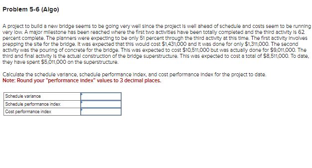 Problem 5 . 6 ( Algo ) A project to bulld a new