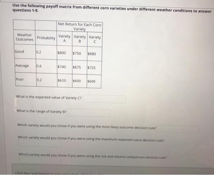 Use the following payoff matrix from different