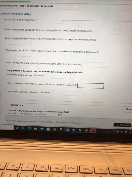 Use the following payoff matrix from different