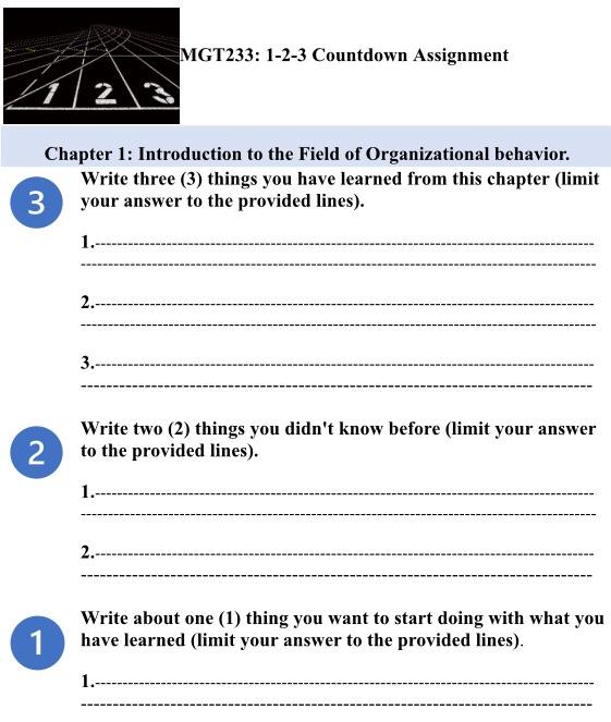Help me please!! MGT233: 1-2-3 Countdown