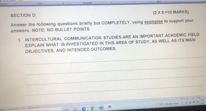 Pro SECTION D (2 X 5 =10 MARKS) Answer the