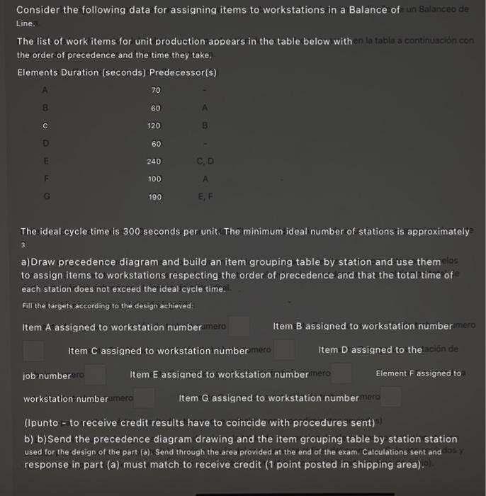 Consider the following data for assigning items