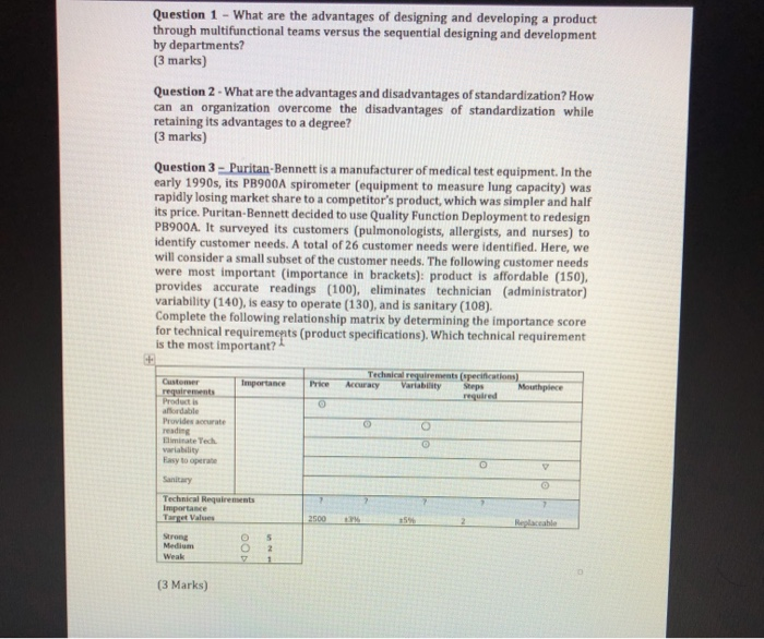that is all the data Question 3 - Puritan-Bennett