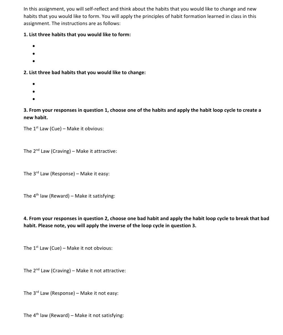 In this assignment, you will self-reflect and