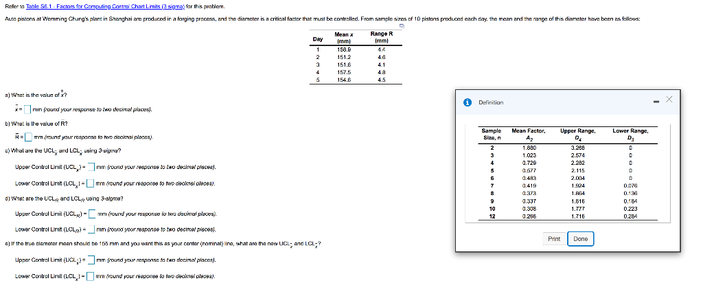 Refer to Tohle S8.1. Factors for Computing