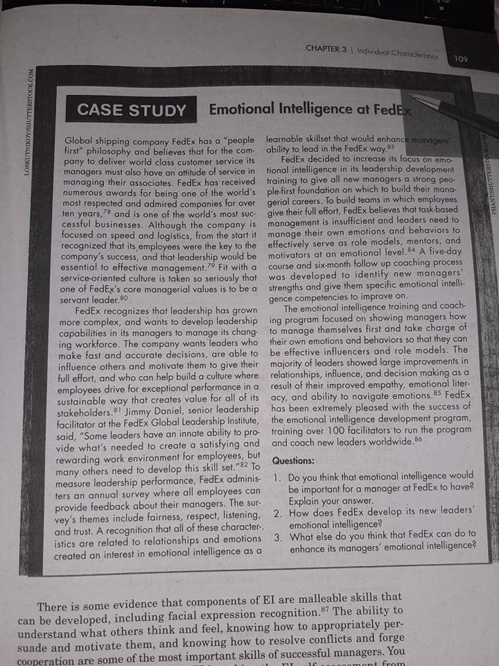 Give the SWOT for Emotional Intelligence at FedEx