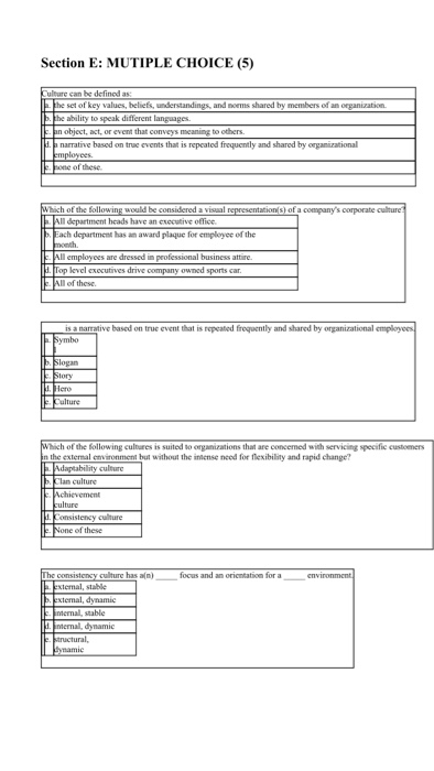Section E: MUTIPLE CHOICE (5) Dhure can be