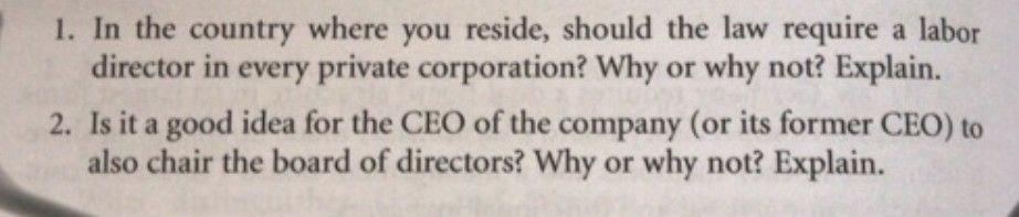 1. In the country where you reside, should the