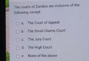 The courts of Zambia are inclusive of the