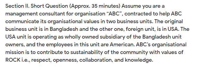 Section II. Short Question (Approx. 35 minutes)