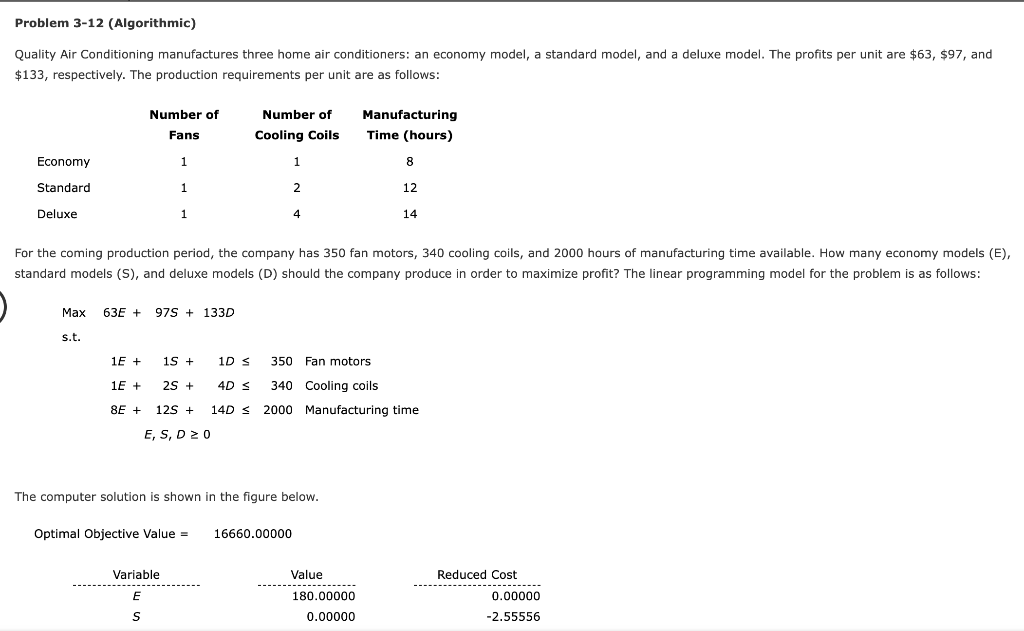 Problem 3-12 (Algorithmic) Quality Air