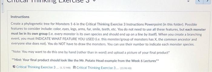 Instructions Create a phylogenetic tree for