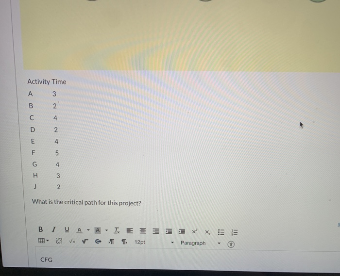 slack time? Question 15 What is the slack time