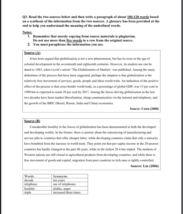 Q3. Read the two sources below and then write a