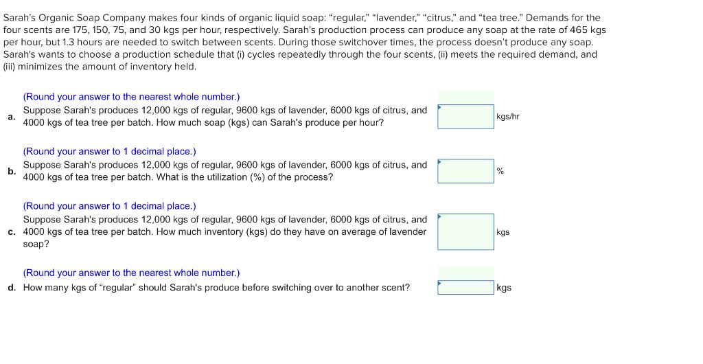 Sarah's Organic Soap Company makes four kinds of