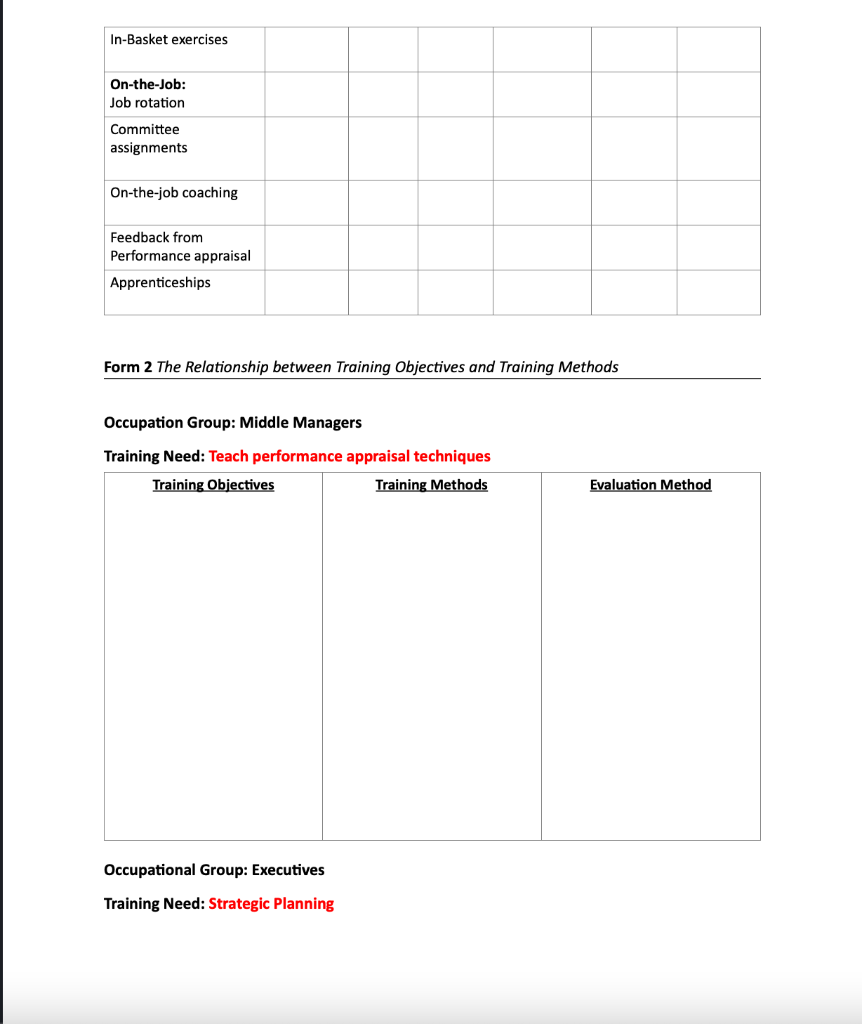Please help fill out forms 1 and 2. EXERCISE: