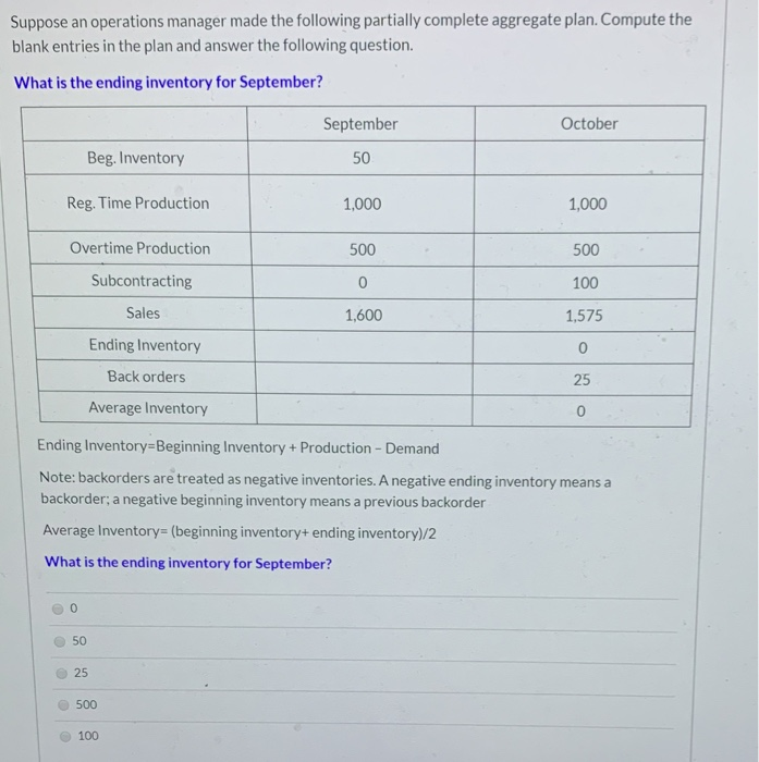 Suppose an operations manager made the following