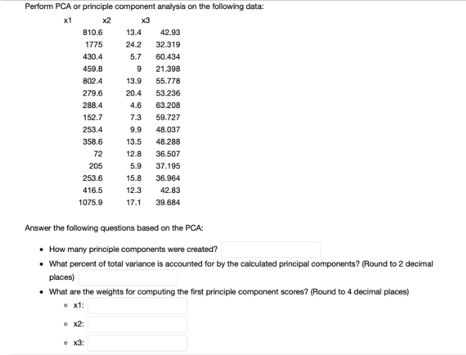Perform PCA or principle component analysis on